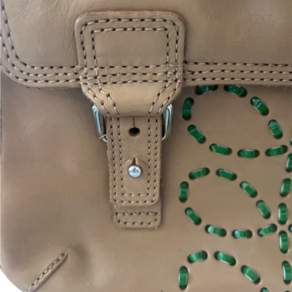 Orla Kiely Tan Leather Crossbody with Green Detailing - Picture 3 of 16